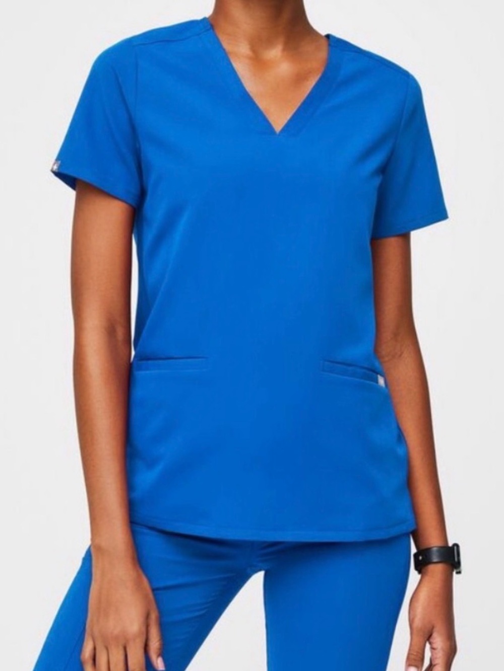 Figs Casma Three-Pocket Scrub Top Royal Blue Size Large